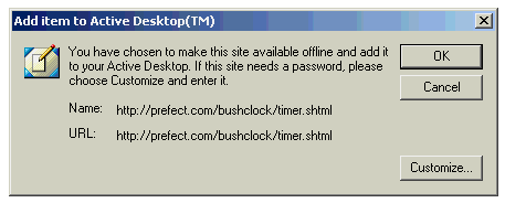 Adding the Bush Countdown Clock to Windows Active Desktop.